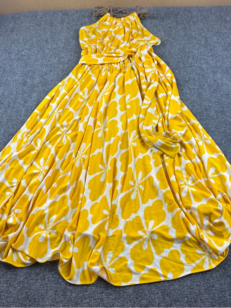 Diane Von Furstenberg Women’s Dvf Naro Silk Blend Yellow Floral Halter Dress - 4